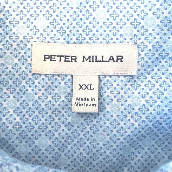 Peter Millar NWOT Men's XXL Sunshade Cotton Stretch Geometric Button Up Shirt - Picture 4 of 13